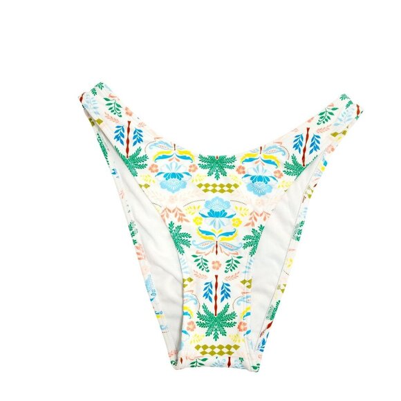 Tropical Floral Print Bandeau Bikini Set Womens Hair Tie Size M - Picture 4 of 7